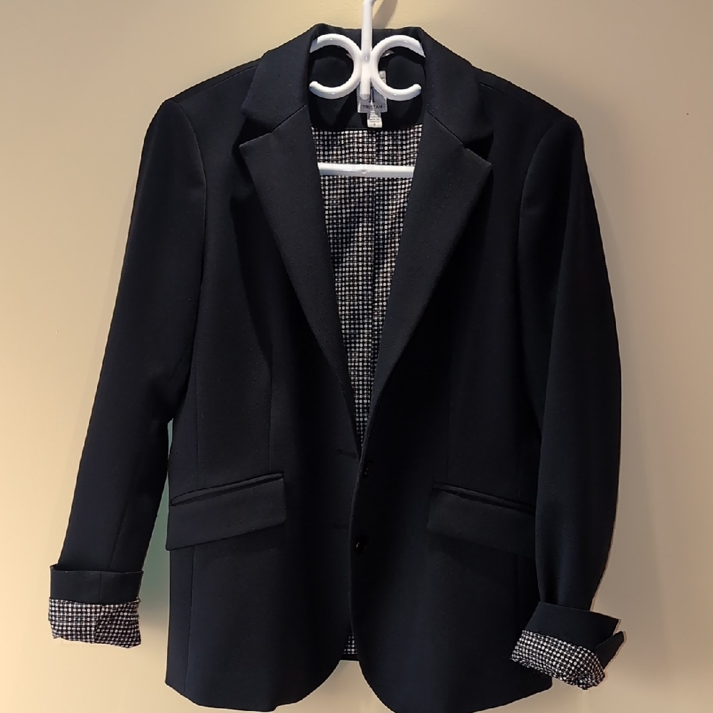 Tristan Navy Jacket with Patterned Lining